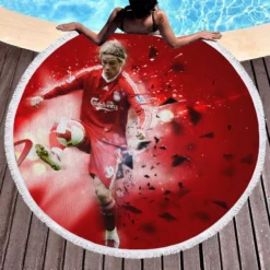 Fernando Torres Popular Liverpool Player Round Beach Towel 1