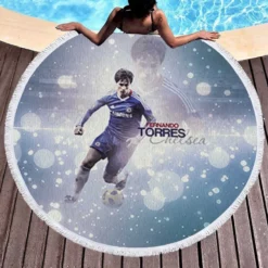 Fernando Torres Strong Spanish Player Round Beach Towel 1