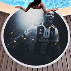 Flexible Juventus Football Player Cristiano Ronaldo Round Beach Towel 1