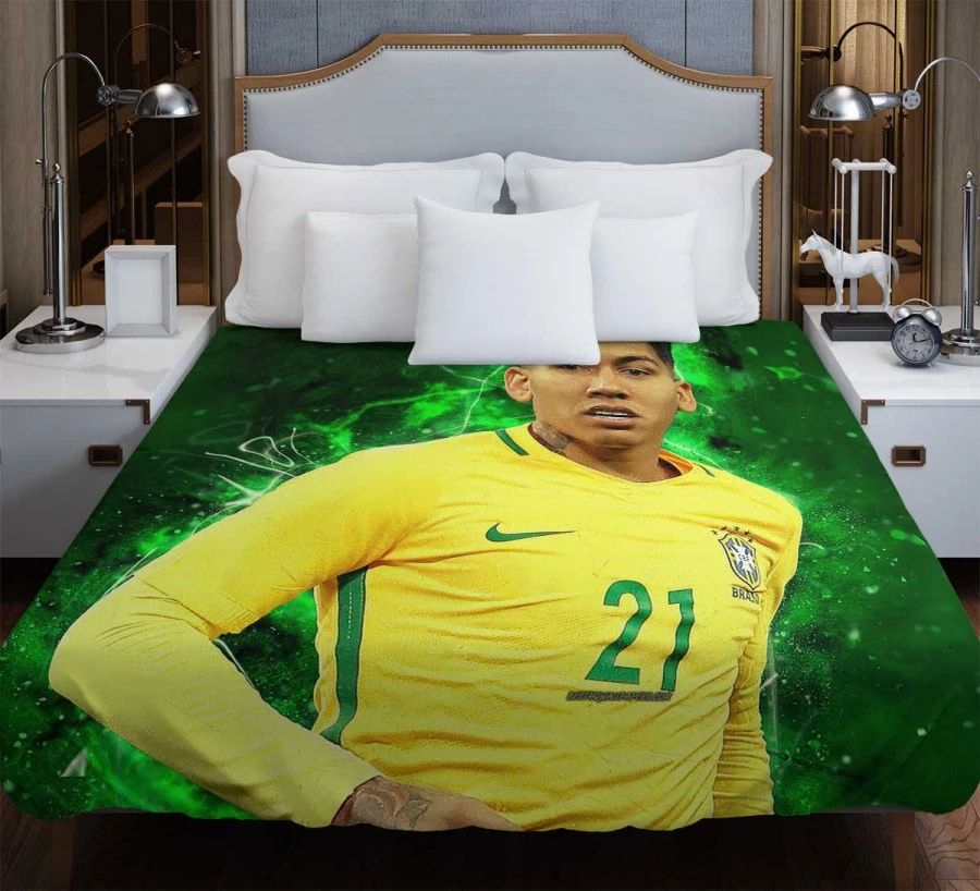 Focused Football Player Roberto Firmino Duvet Cover