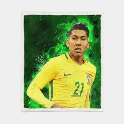 Focused Football Player Roberto Firmino Sherpa Fleece Blanket 1