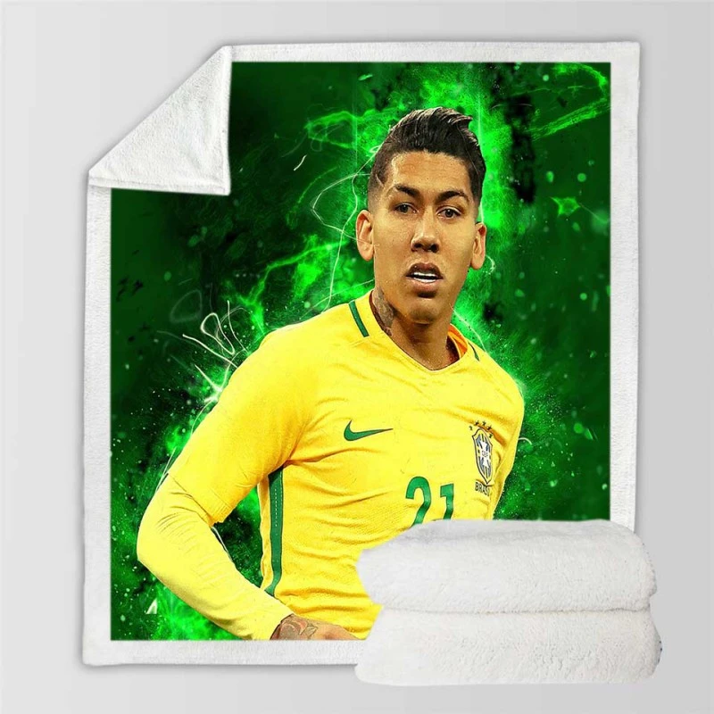 Focused Football Player Roberto Firmino Sherpa Fleece Blanket