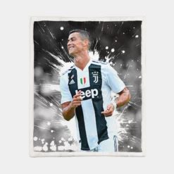 Focused Juve Football Player Cristiano Ronaldo Sherpa Fleece Blanket 1