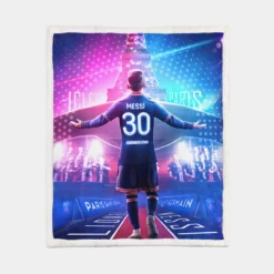 Focused PSG Football Player Lionel Messi Sherpa Fleece Blanket 1