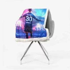 Focused PSG Football Player Lionel Messi Sherpa Fleece Blanket 2