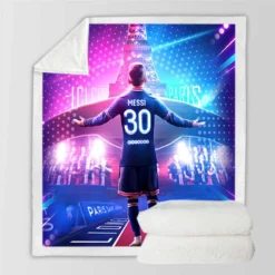 Focused PSG Football Player Lionel Messi Sherpa Fleece Blanket