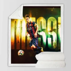 Football Player Barcelona Lionel Messi Sherpa Fleece Blanket