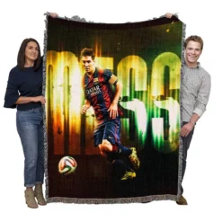 Football Player Barcelona Lionel Messi Woven Blanket