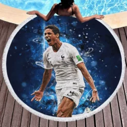 Football Player Raphael Varane  France Round Beach Towel 1