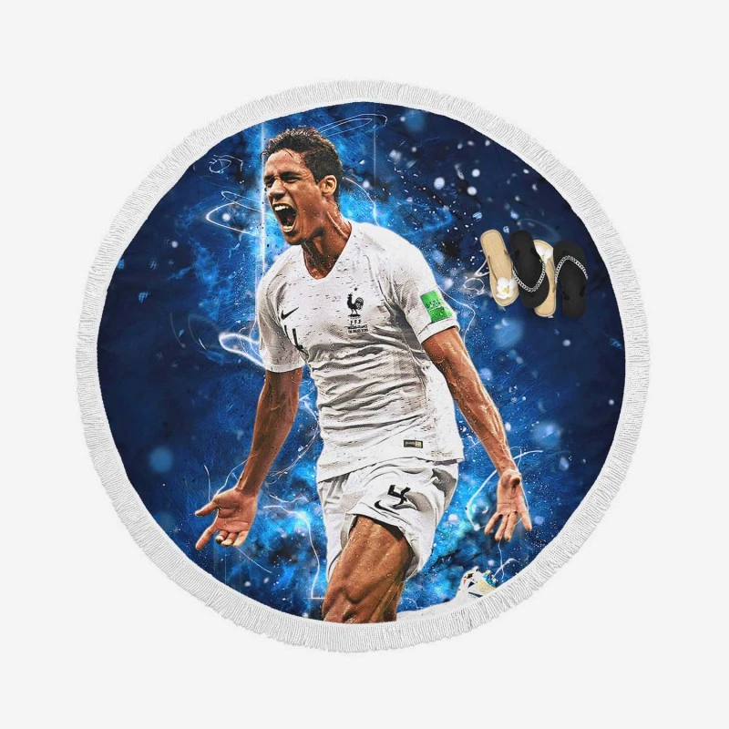 Football Player Raphael Varane  France Round Beach Towel