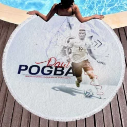 France Football Player Paul Pogba Round Beach Towel 1