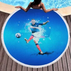 French Football Player Karim Benzema Round Beach Towel 1