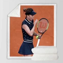 French Open Tennis Player Simona Halep Sherpa Fleece Blanket
