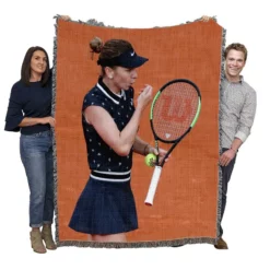 French Open Tennis Player Simona Halep Woven Blanket