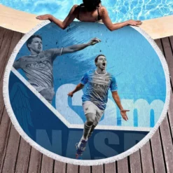 French Soccer Player Samir Nasri Round Beach Towel 1