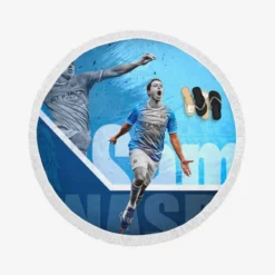 French Soccer Player Samir Nasri Round Beach Towel