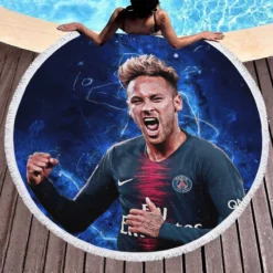 French Super Cup Soccer Player Neymar Round Beach Towel 1