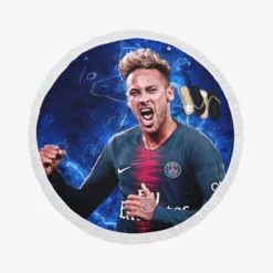 French Super Cup Soccer Player Neymar Round Beach Towel