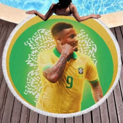 Gabriel Jesus Brazilian Professional Football Player Round Beach Towel 1