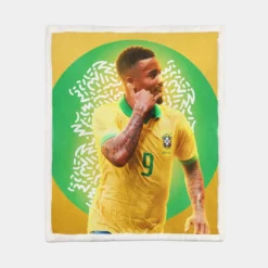 Gabriel Jesus Brazilian Professional Football Player Sherpa Fleece Blanket 1