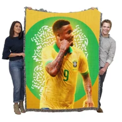 Gabriel Jesus Brazilian Professional Football Player Woven Blanket