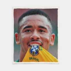 Gabriel Jesus Brazilian Top Ranked Football Player Sherpa Fleece Blanket 1