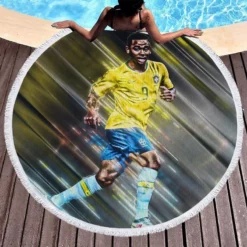 Gabriel Jesus Excellent Brazilian Forward Football Player Round Beach Towel 1