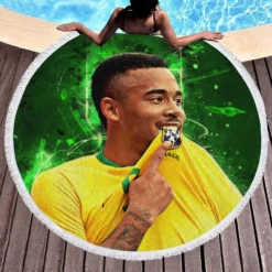 Gabriel Jesus Exciting Brazilian Forward Player Round Beach Towel 1