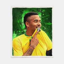 Gabriel Jesus Exciting Brazilian Forward Player Sherpa Fleece Blanket 1