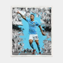 Gabriel Jesus FA Cup Football Player Sherpa Fleece Blanket 1