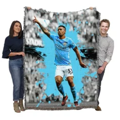 Gabriel Jesus FA Cup Football Player Woven Blanket