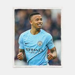 Gabriel Jesus Famous Manchester City Football Player Sherpa Fleece Blanket 1