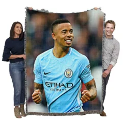Gabriel Jesus Famous Manchester City Football Player Woven Blanket