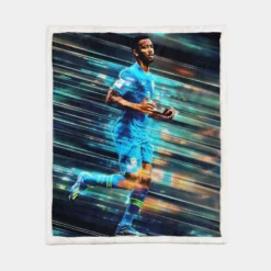 Gabriel Jesus In Brazilian Blue Jersey Sherpa Fleece Blanket 1