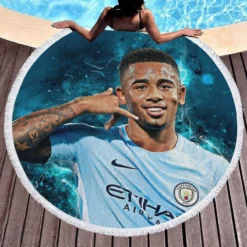 Gabriel Jesus Olympic gold medalist Football Player Round Beach Towel 1