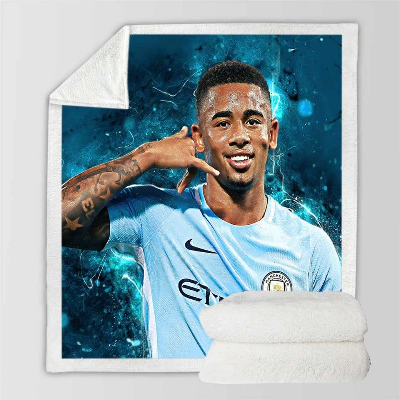 Gabriel Jesus Olympic gold medalist Football Player Sherpa Fleece Blanket