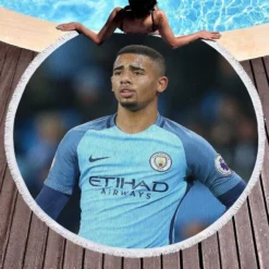 Gabriel Jesus Popular Manchester City Football Player Round Beach Towel 1