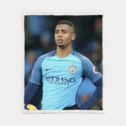 Gabriel Jesus Popular Manchester City Football Player Sherpa Fleece Blanket 1