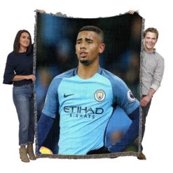 Gabriel Jesus Popular Manchester City Football Player Woven Blanket