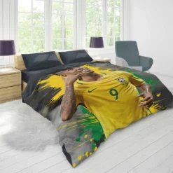 Gabriel Jesus Powerfull Brazilian Football Player Duvet Cover 1