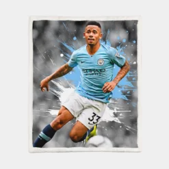 Gabriel Jesus Premier League Football Player Sherpa Fleece Blanket 1