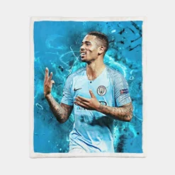 Gabriel Jesus Strong Man United Football Player Sherpa Fleece Blanket 1