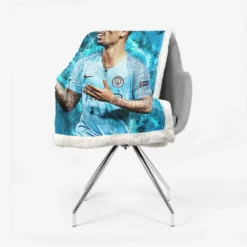 Gabriel Jesus Strong Man United Football Player Sherpa Fleece Blanket 2