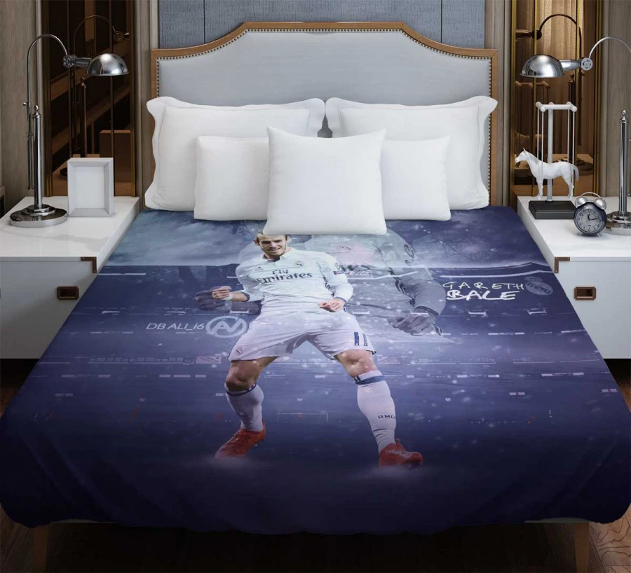 Gareth Bale Energetic Football Player Duvet Cover