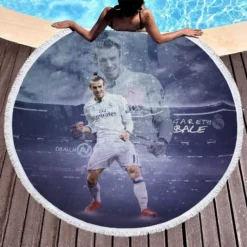 Gareth Bale Energetic Football Player Round Beach Towel 1