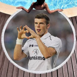 Gareth Bale Tottenham Hotspur F C Classic Soccer Player Round Beach Towel 1