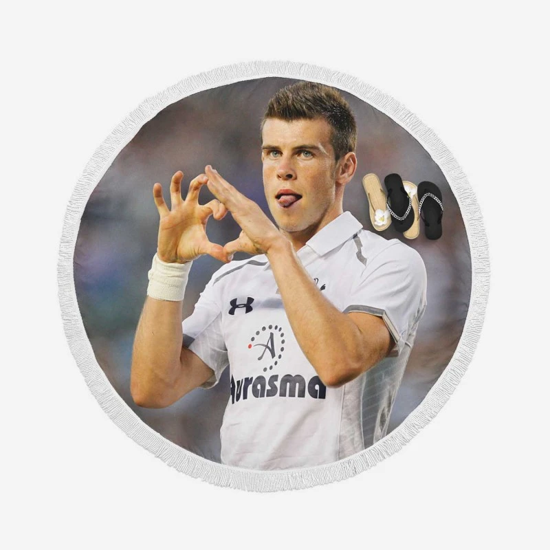 Gareth Bale Tottenham Hotspur F C Classic Soccer Player Round Beach Towel