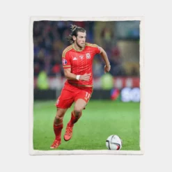 Gareth Bale in Welsh Red Jercey Sherpa Fleece Blanket 1