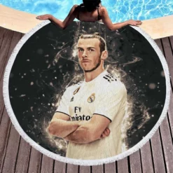 Gareth Frank Bale  Real Madrid Soccer Player Round Beach Towel 1