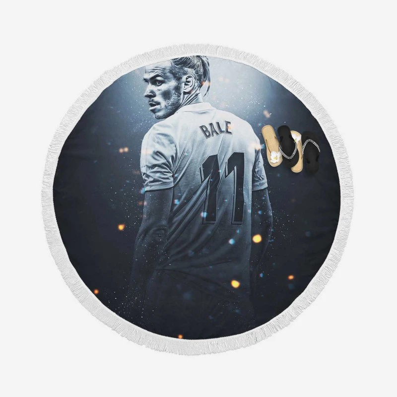 Gareth Frank Bale  Real Madrid White Jercey Round Beach Towel